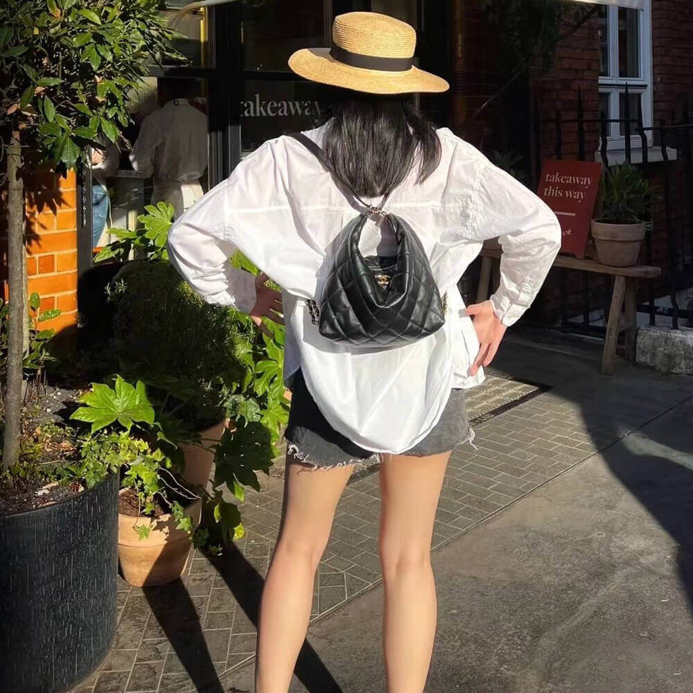 Chanel Hobo Bag in Black Lambskin