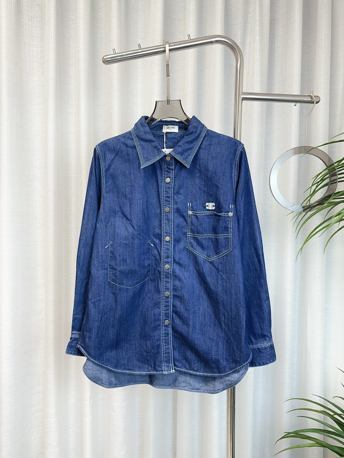 CELINE Denim Embroidered Shirt