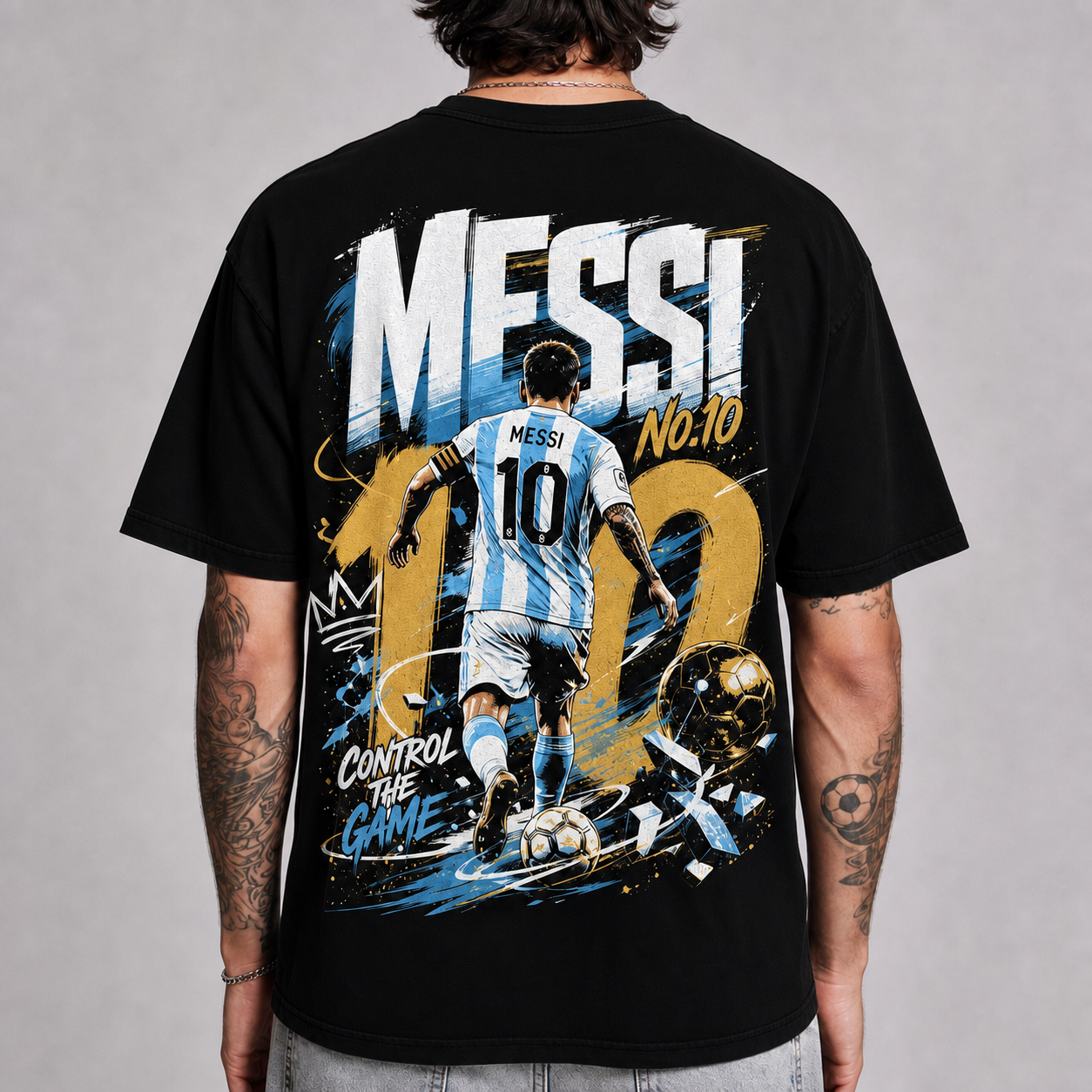 Messi World Cup Printed T-Shirt Unisex Loose Fit T-Shirt 100% Cotton Soft Comfortable Summer Casual Printed Top