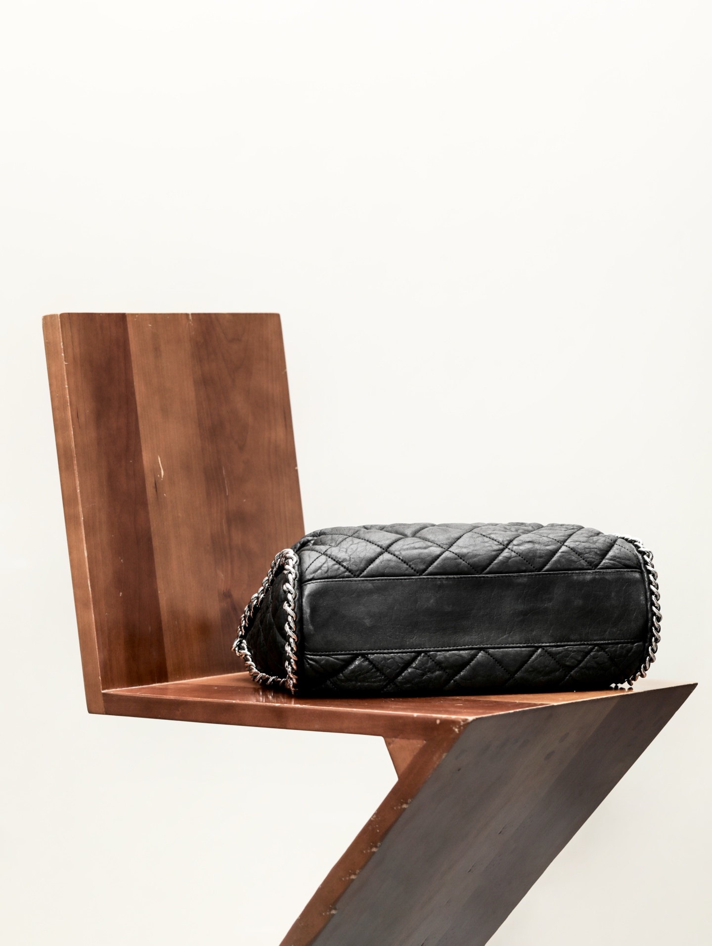 Chanel Black Quilted Washed Lambskin Chain Around Hobo 31cm
