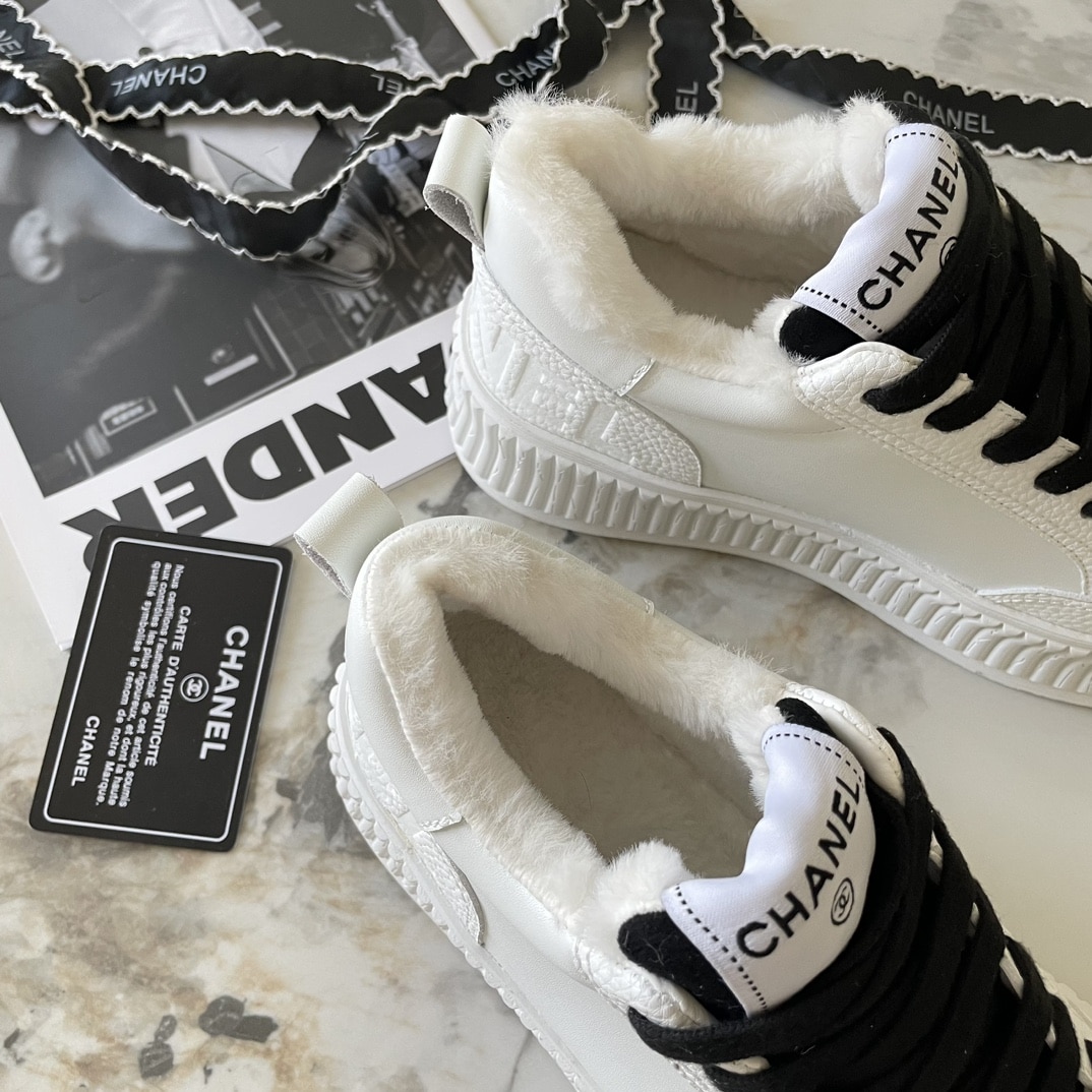 Chanel Winter Fur Sneakers White