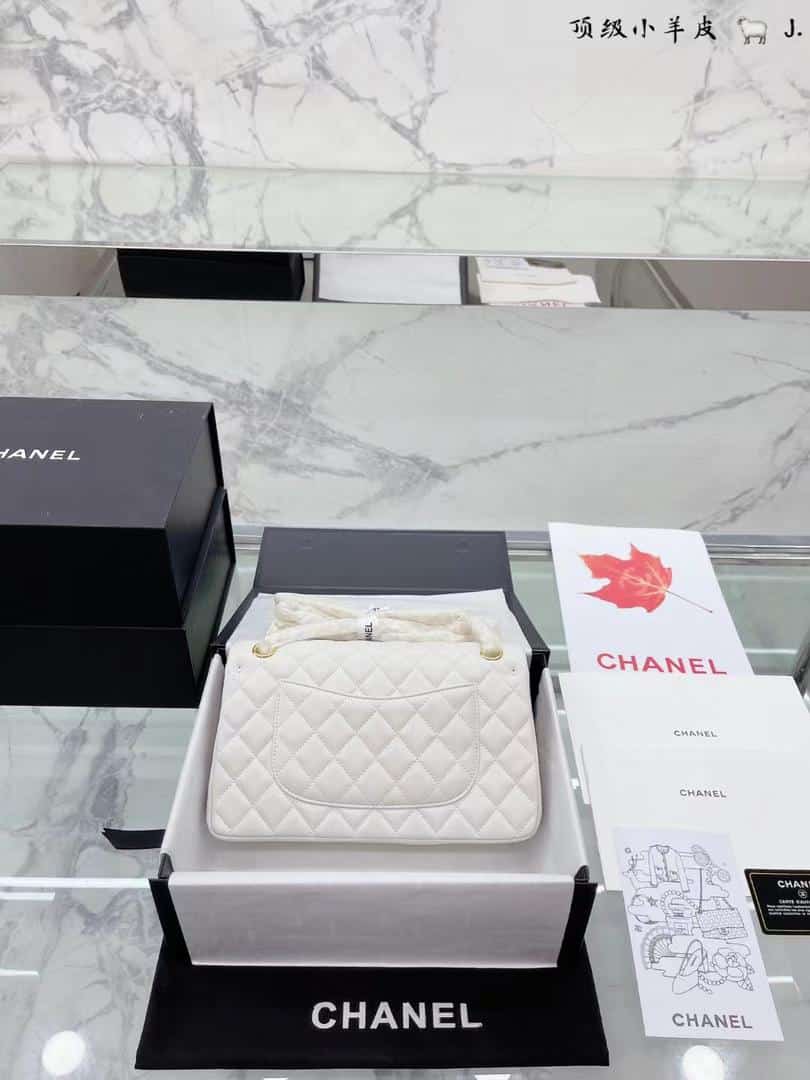 Chanel Classic Mini Flap Gold Hardware White 25Cm