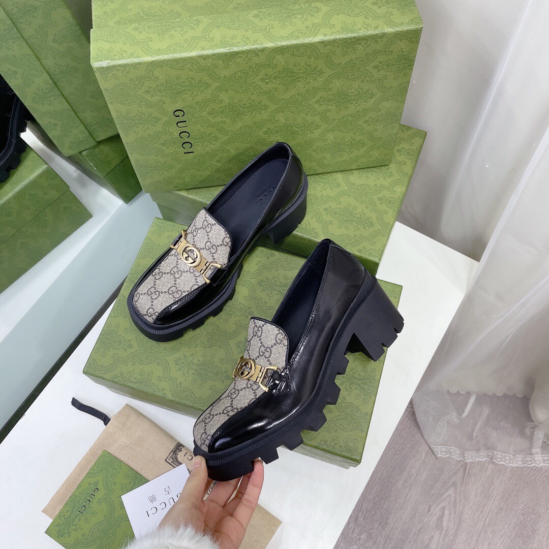 Gucci Ladies Interlocking Double G Loafers 670417 Dksm0 1063
