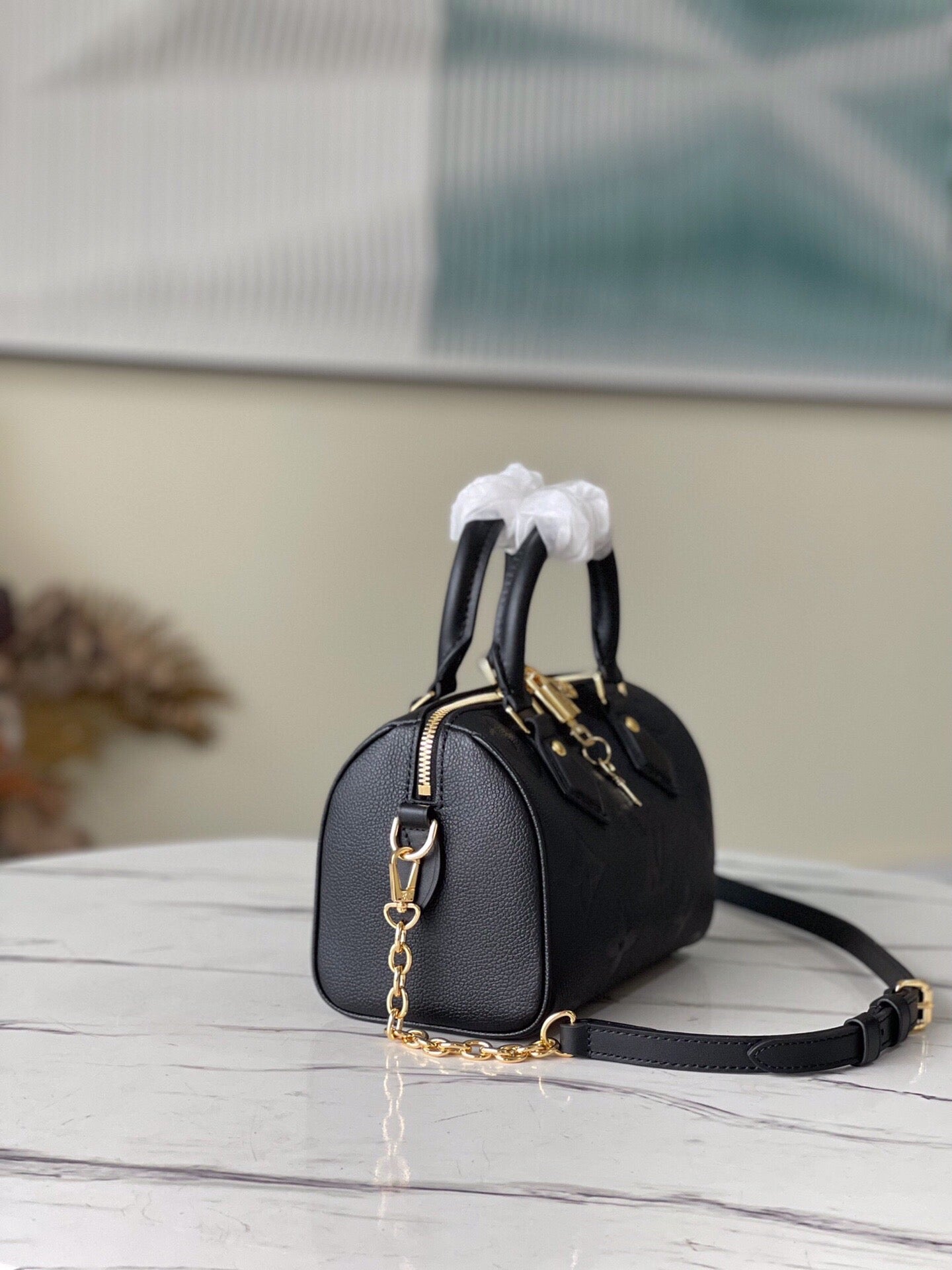 Louis VuittonSpeedy Bandouliere Bag Monogram Empreinte Giant 20 Black 20cm M58953