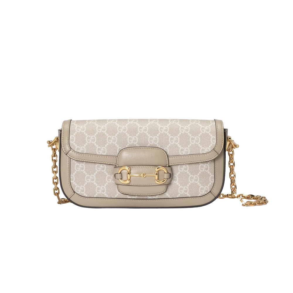Gucci Horsebit 1955 GG Supreme Canvas Should Bag Oatmeal