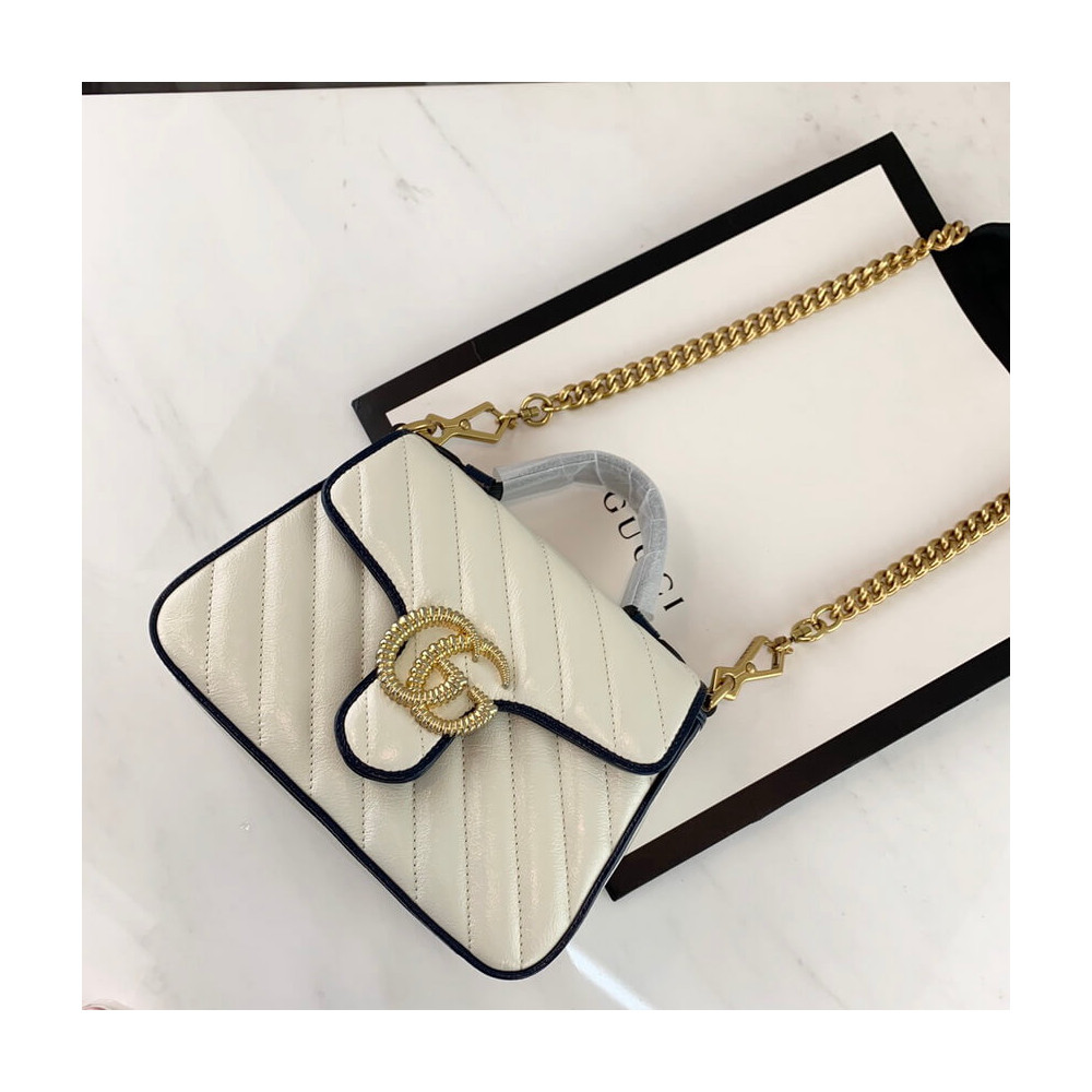 Gucci GG Marmont Mini Top Handle Bag White