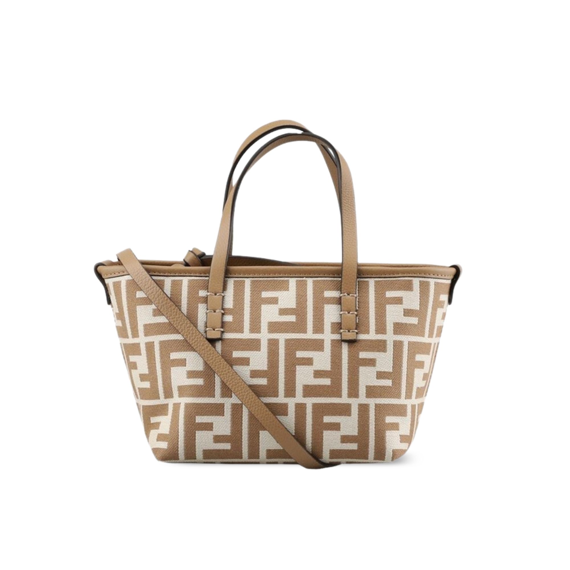 Fendi Roll FF Beige Jacquard Mini Bag 16cm
