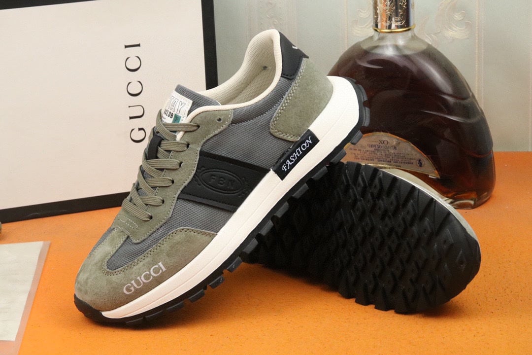 Gucci Men’S Sneaker Low Top Grey And Green