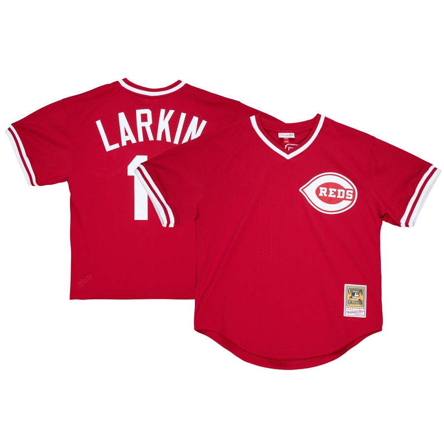 Barry Larkin Cincinnati Reds Mitchell&Ness Youth Cooperstown Collection Mesh Batting Practice Jersey Red