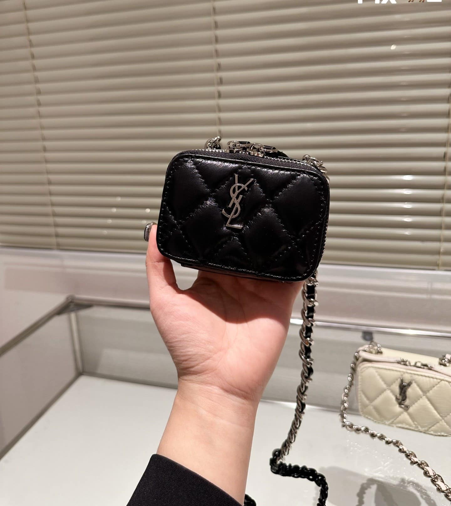 Saint Laurent Quilted Mini Bag With Zip Black 12Cm