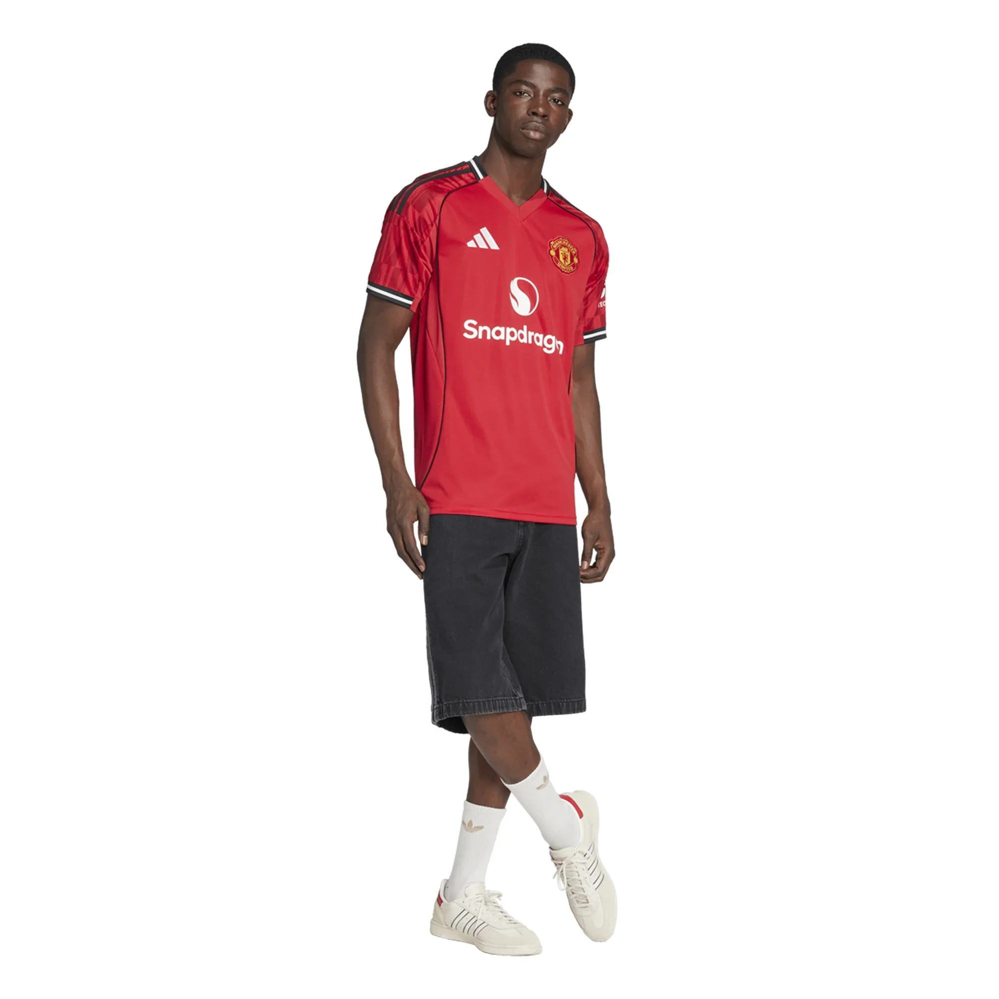 adidas Bruno Fernandes Men's Manchester United Home Jersey 25/26 w/ EPL + NRFR Patches (Red)