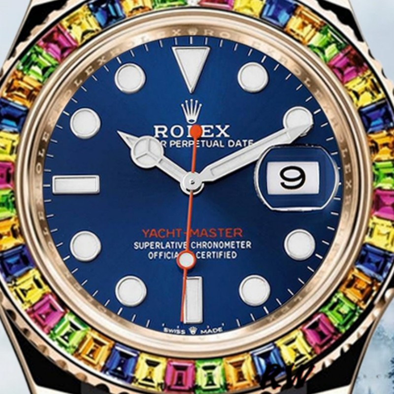 【Super Clone】Rolex Yacht-Master 116695 Black Rubber Strap Blue Dial 40MM Mens Replica Watch