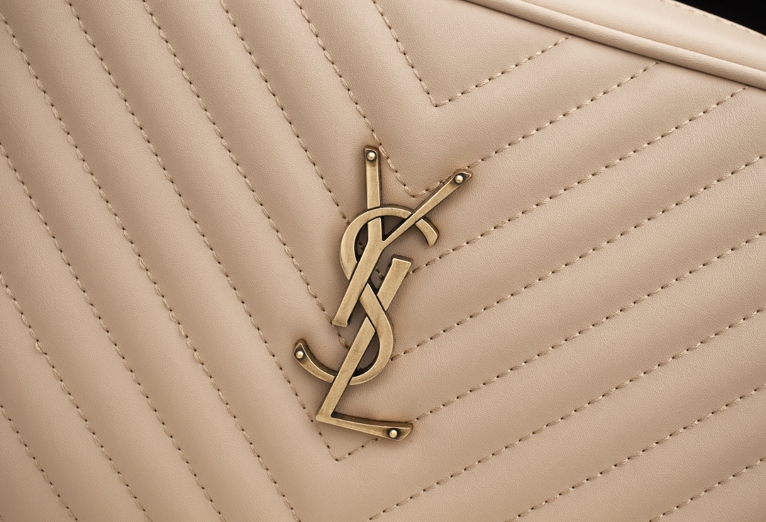 Saint Laurent Lou Camera Bag In Quilted Leather Beige Gold 23Cm