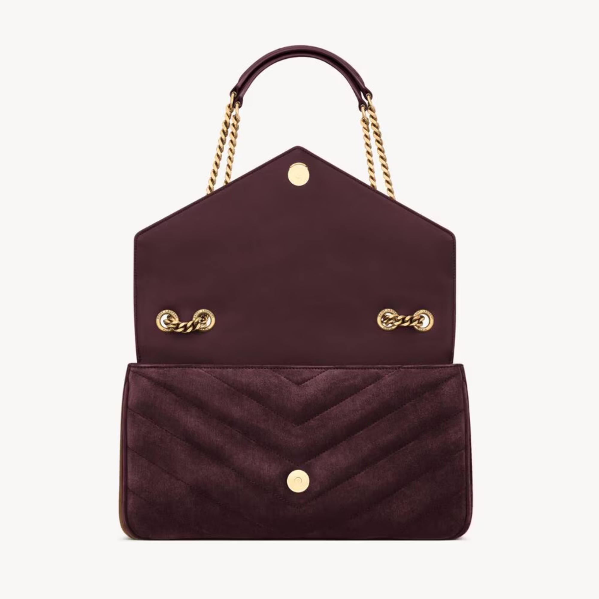 Saint Laurent Loulou Deep Wine Chevron Bag 29cm/11.4in