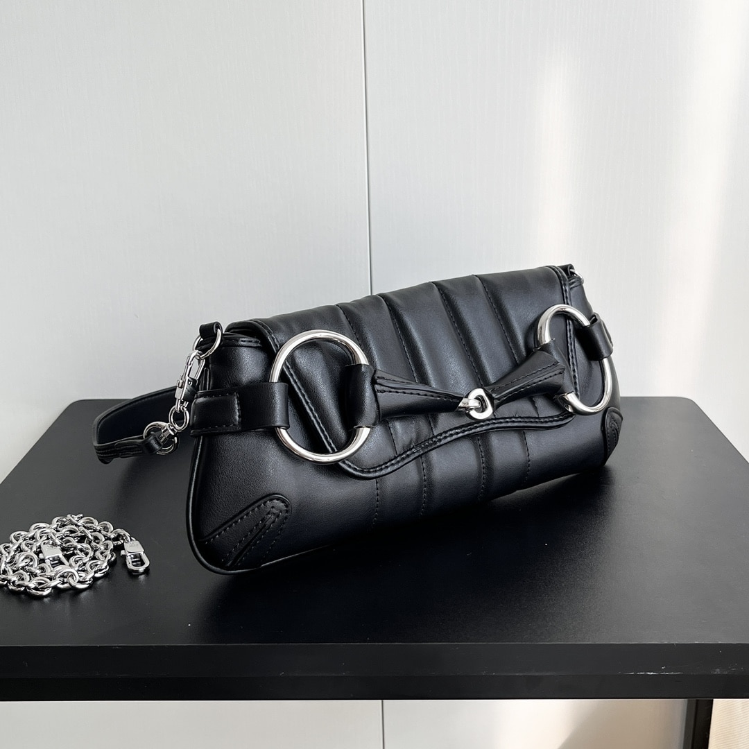 Gucci Horsebit Chain Small Shoulder Bag Black 27Cm 764255 Aacu1 1000