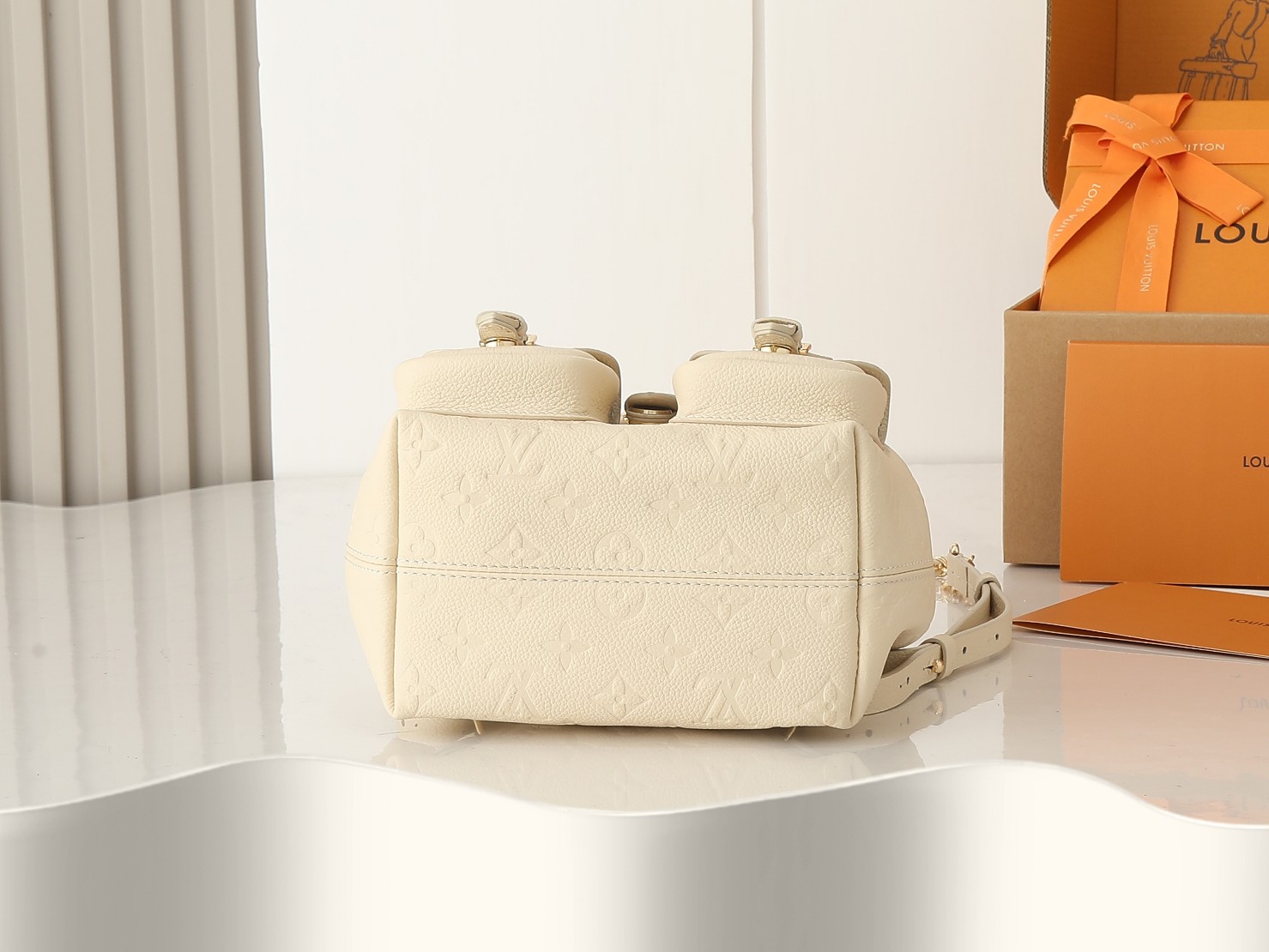 Louis Vuitton Backup Backpack – Monogram Empreinte Leather Cream M47106 22cm/ 8.7cm