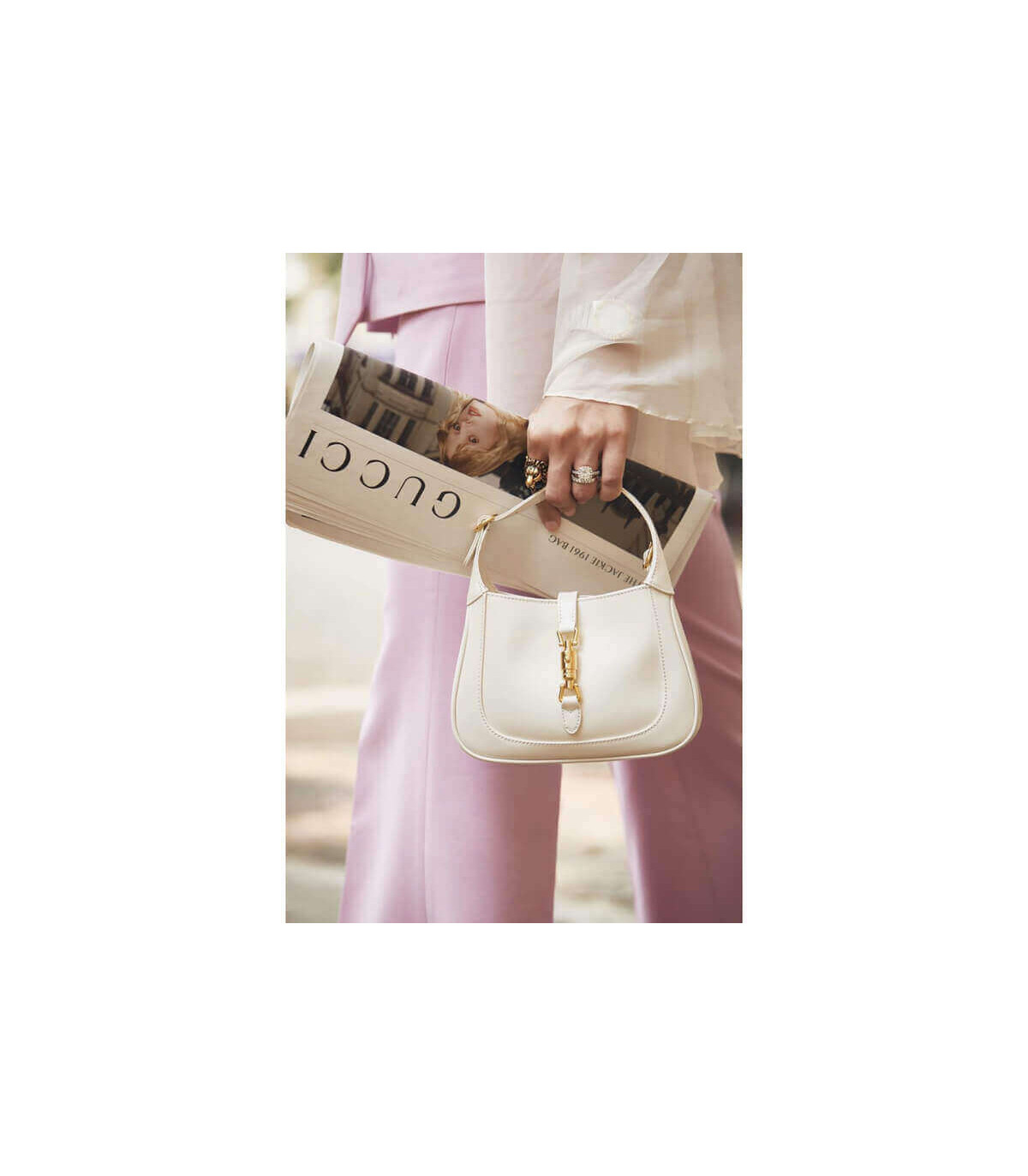 Gucci Jackie 1961 Mini Hobo Bag In White Leather 19cm