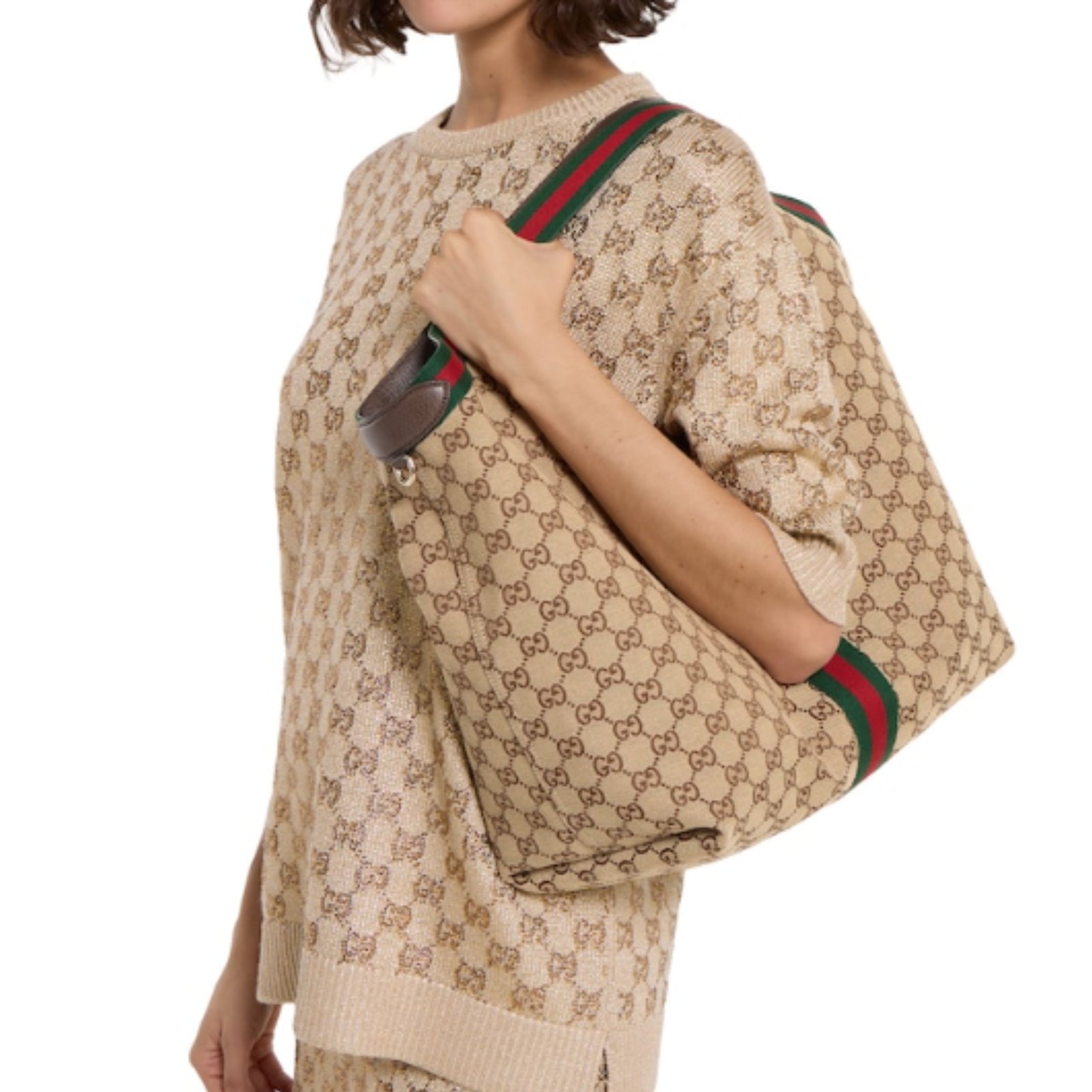 Gucci Giglio Large Tote Bag 54cm/21.3in Beige And Brown 853971