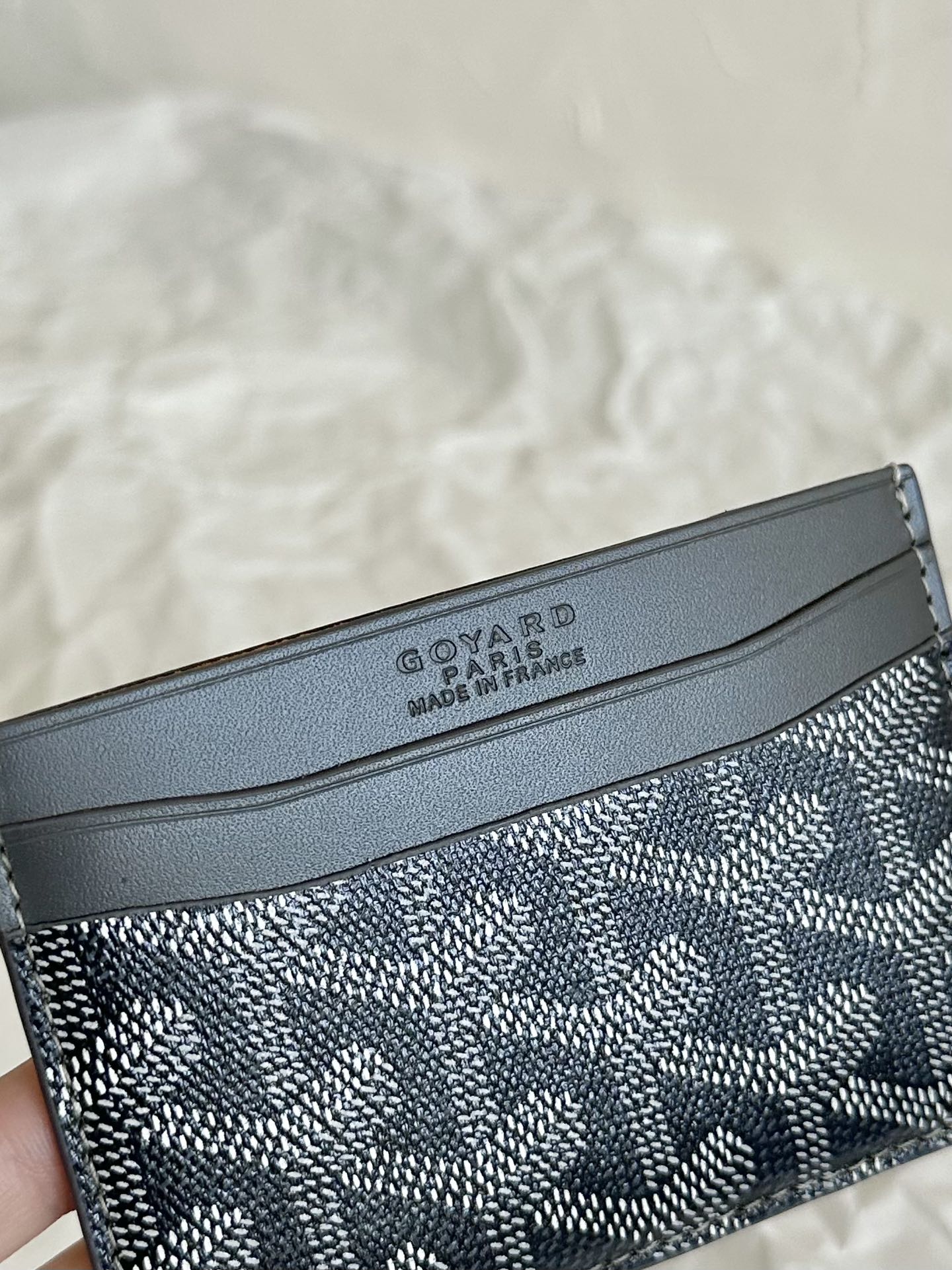 Goyard Saint-Sulpice Card Wallet 10 Cm Grey Black Goyardine Canvas And Calfskin