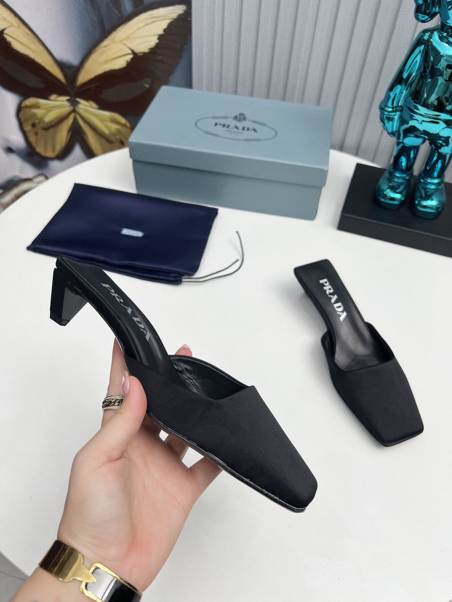 Prada Leather Mules Black