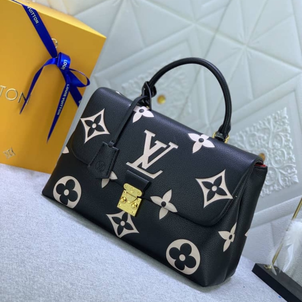 Louis Vuitton Madeleine BB Monogram Empreinte Leather Top Handle Bag Black and Beige 24cm M45978