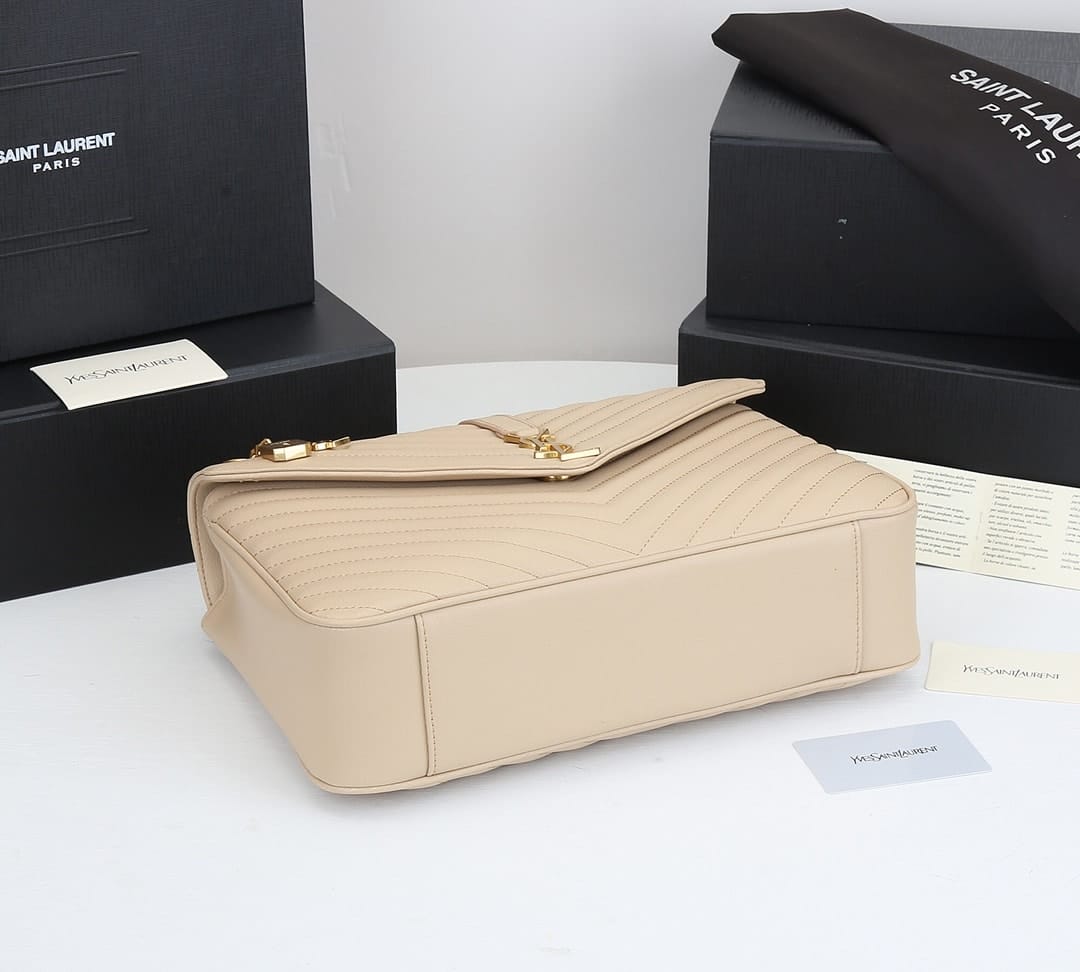 Saint Laurent College Large Chain Bag Beige 25Cm
