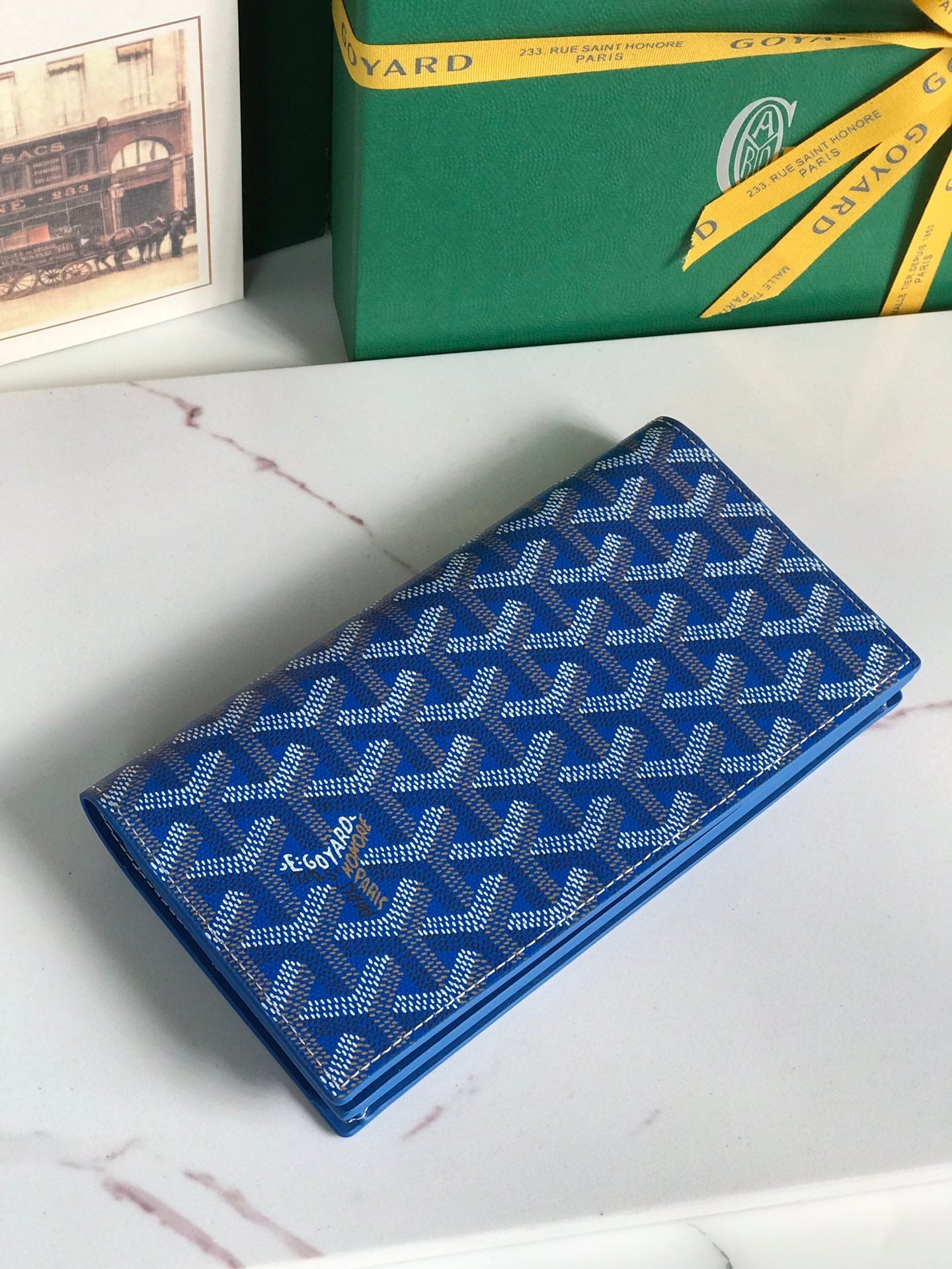 Goyard Richelieu Wallet 19 Cm Sapphire Blue Goyardine Canvas