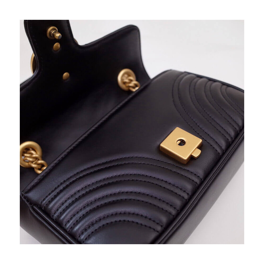 Gucci GG Marmont Matelasse Chevron Leather Mini Bag Black