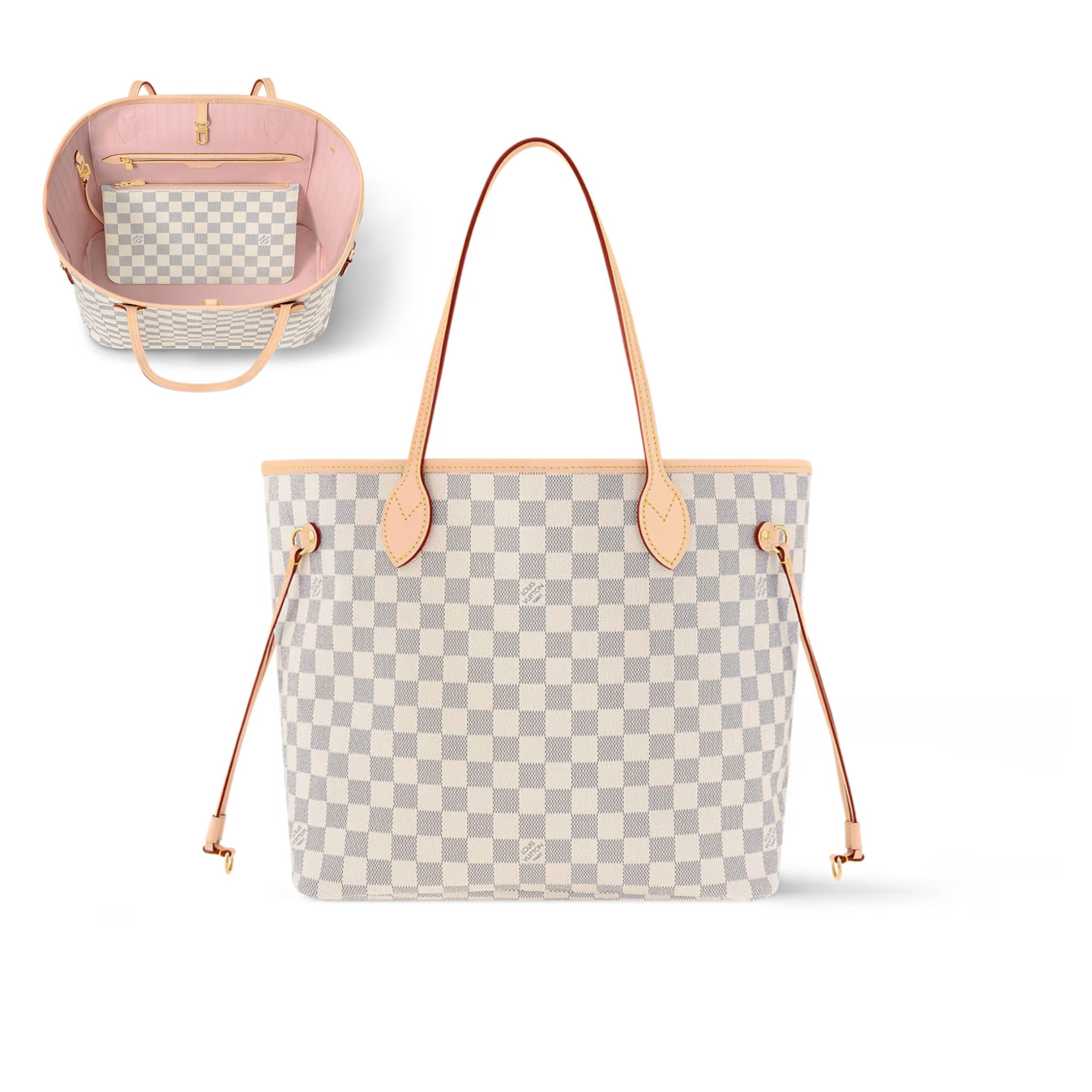 Louis Vuitton Neverfull MM Tote Bag Damier Azur Canvas Rose Ballerine 31cm N40603