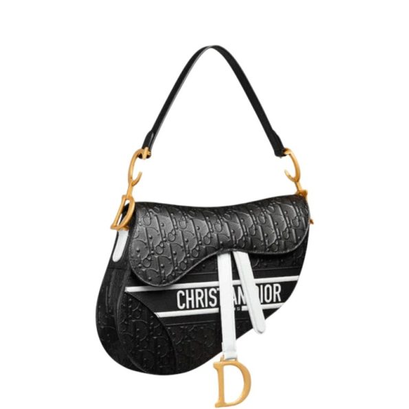 DIOR SADDLE BLACK OBLIQUE PERFORATED 25CM