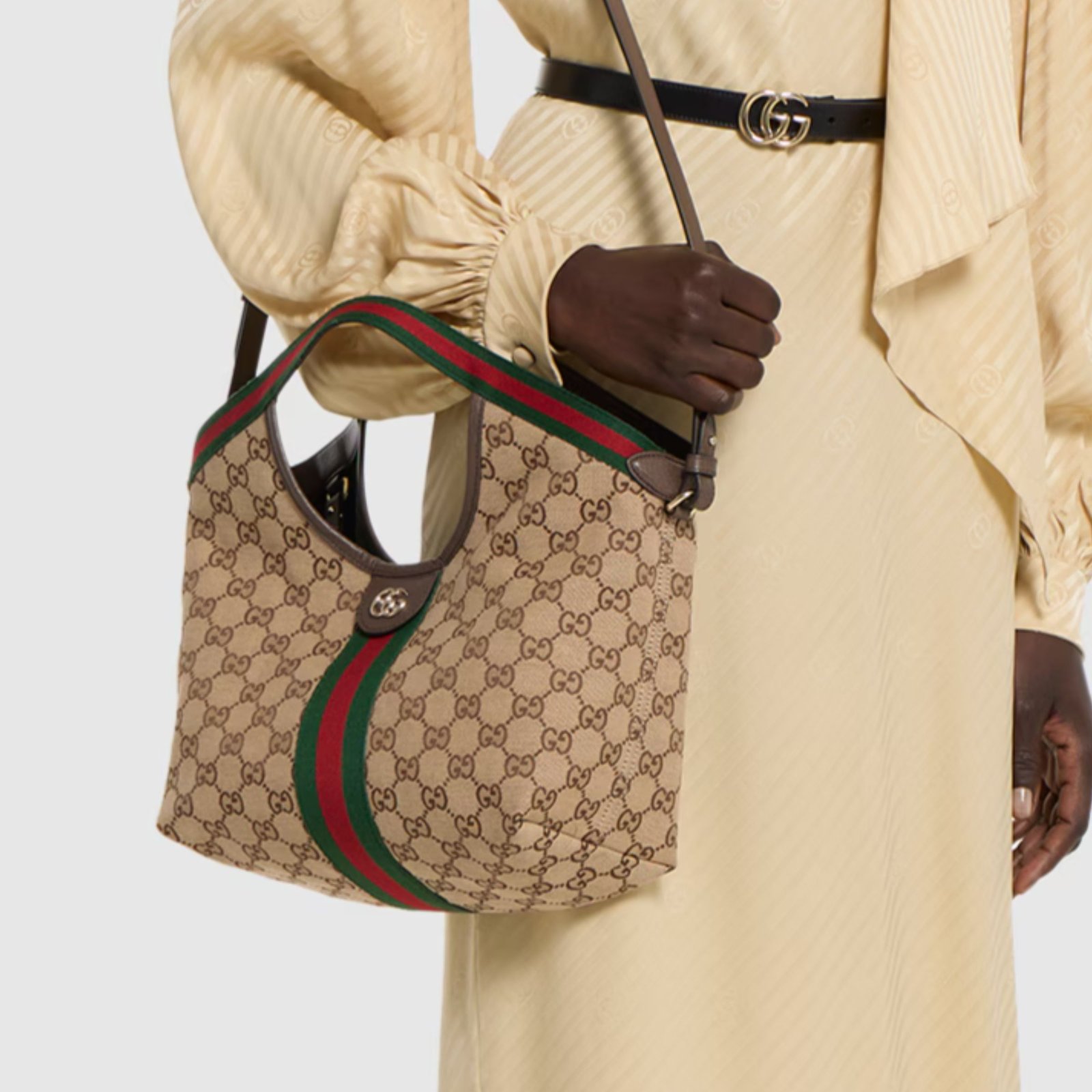 Gucci Giglio small Tote Bag 25cm/9.8in Beige And Brown 860845