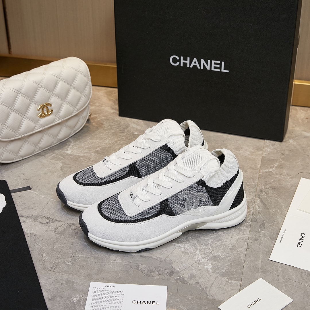 Chanel Cruise Sock Sneakers White Black