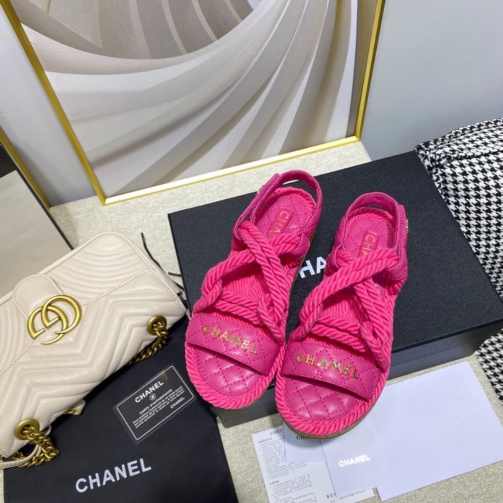 Chanel Rope Sandals Strap Pink