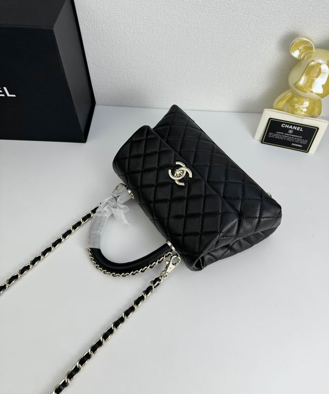 Chanel Coco Classic Flap 24cm/9.4in Caviar Leather Silver Hardware – Black