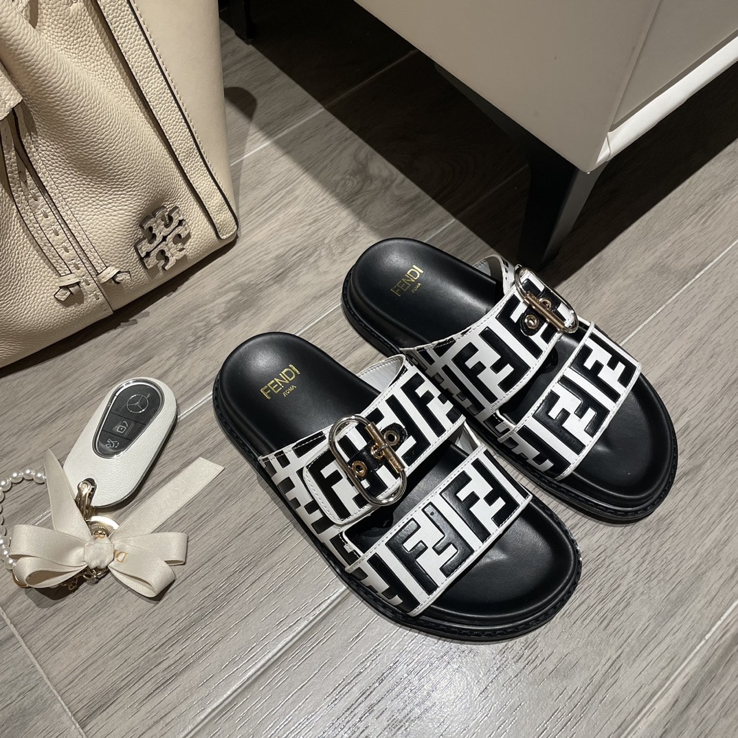 Fendi Ff Double Band Slide Black