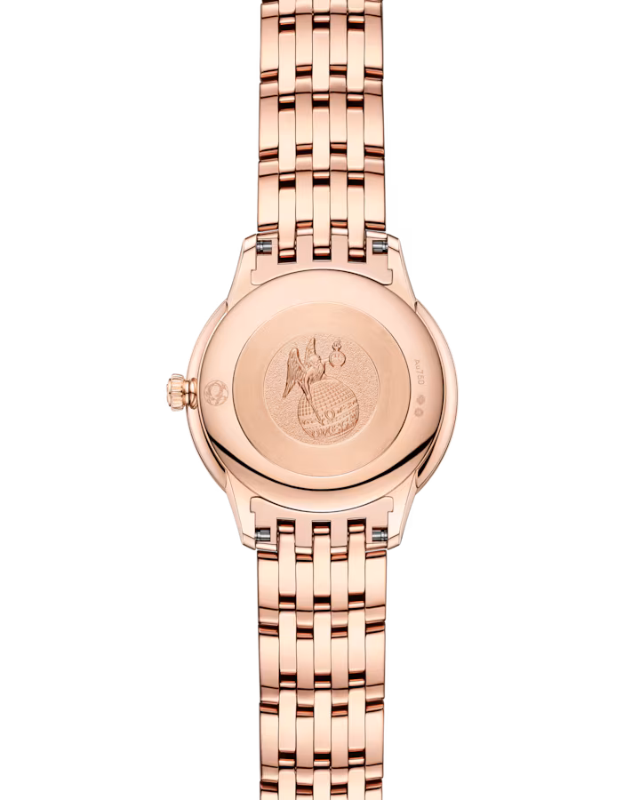 Omega De Ville Prestige 27.5mm White Dial with Diamonds Sedna 18k Rose Gold Bracelet 434.55.28.60.55.001