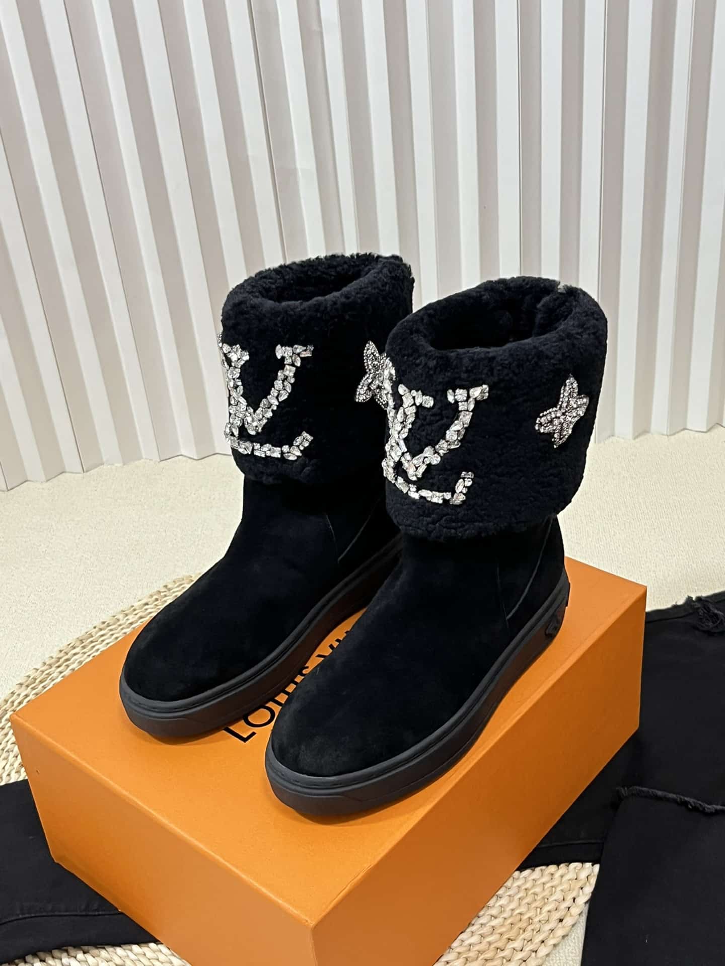 Louis Vuitton Ankle Boot Studded With Diamonds Black
