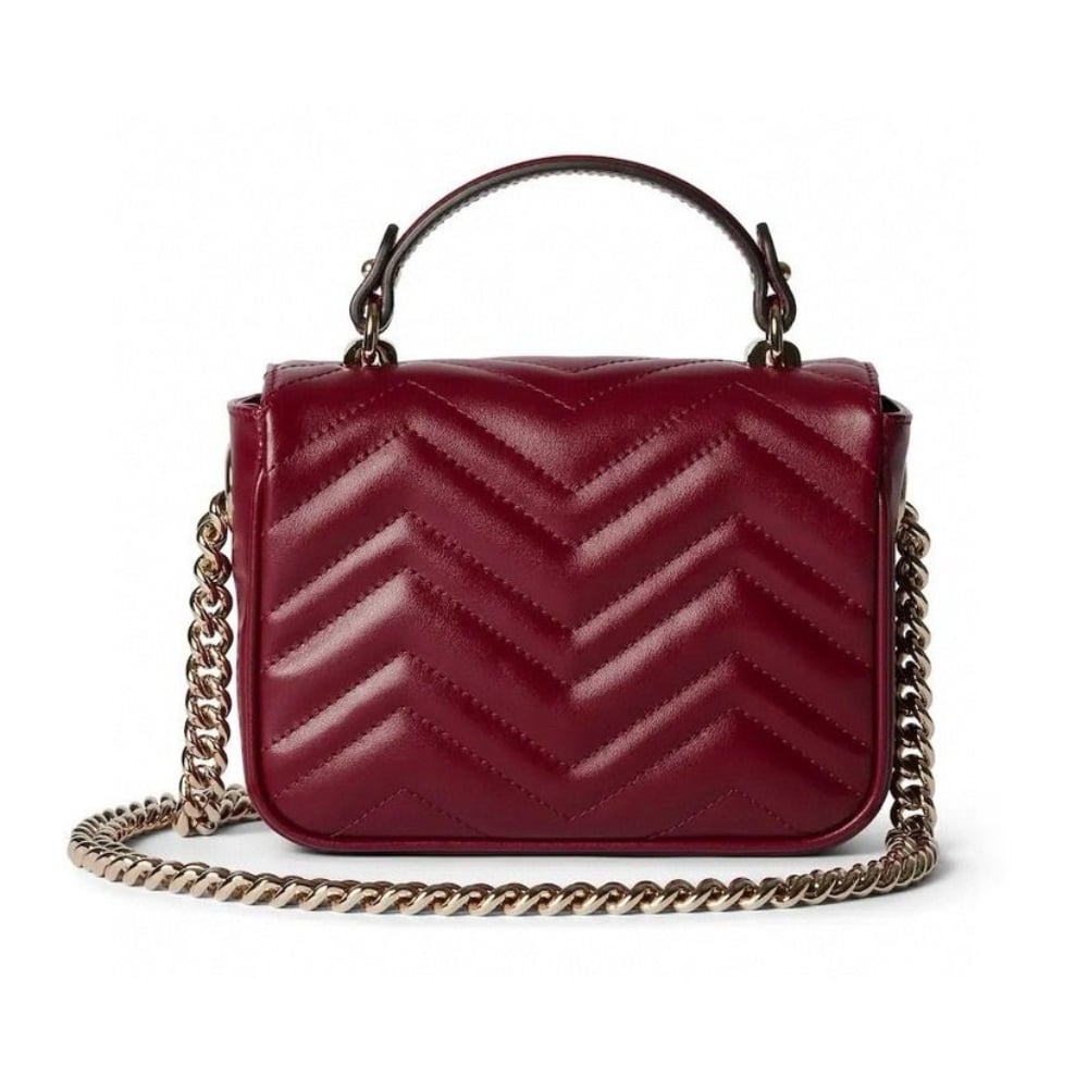 Gucci Gg Marmont Mini Top Handle Bag Red 17Cm ‎811238 Aaeck 6207