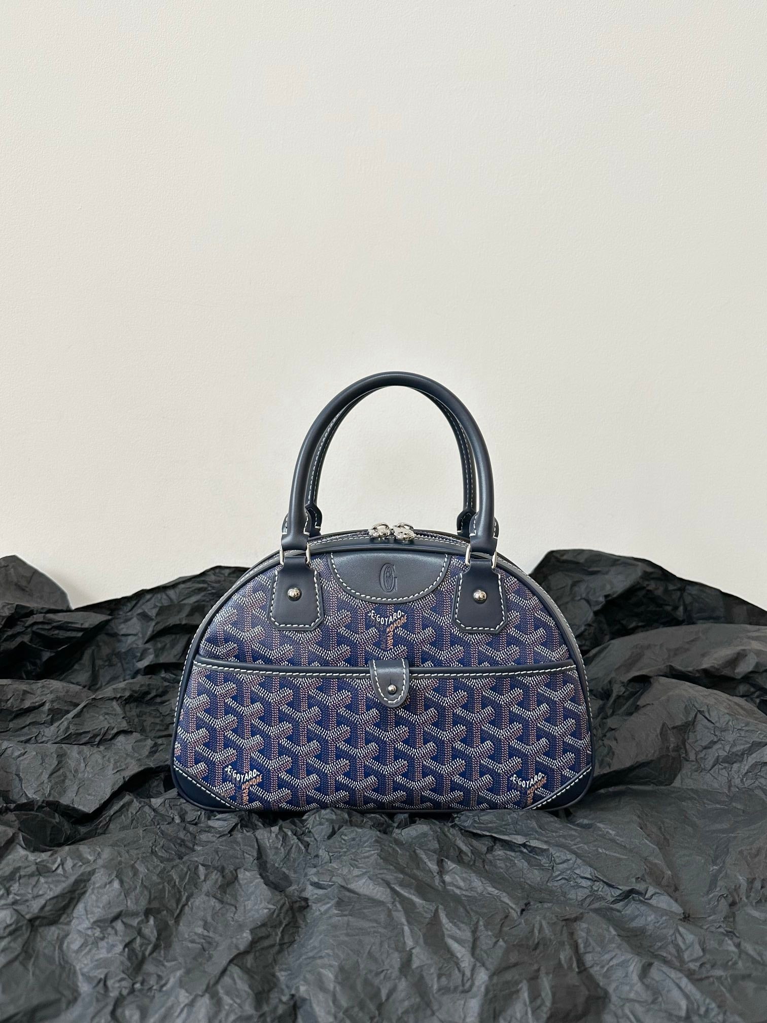 Goyard Goya Bowling Ball Small Navy Blue Canvas 27cm