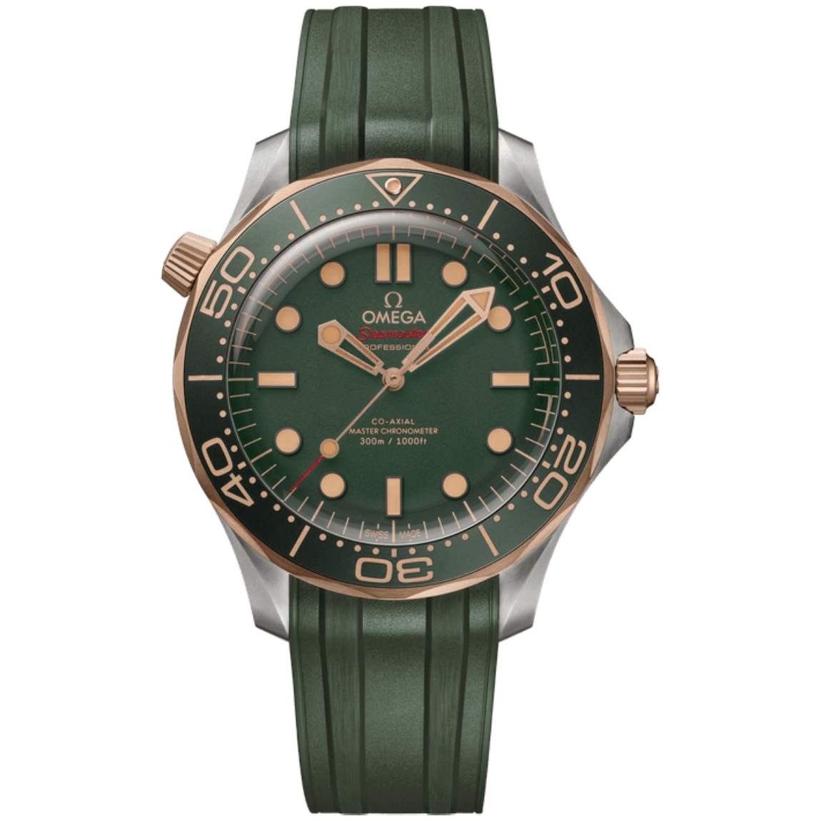 Omega Seamaster 300m Diver's Watch 42mm, Titanium-Bronze Gold with Rubber Strap