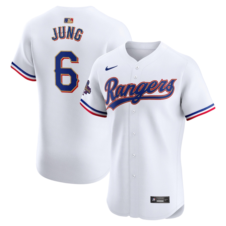 Josh Jung Texas Rangers 2024 Gold Collection Elite Player Jersey  White