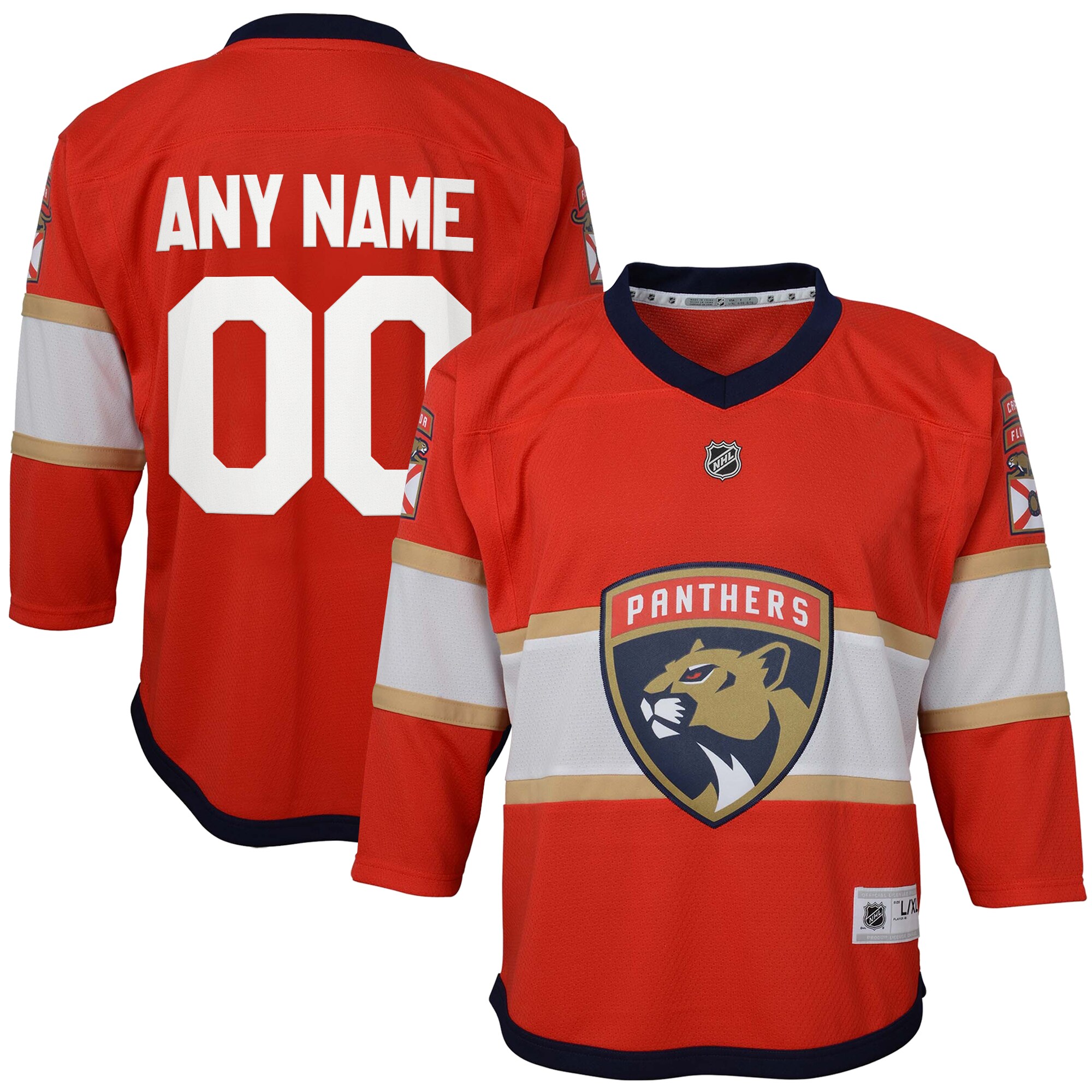 Florida Panthers Youth Home Replica Custom Jersey – Red