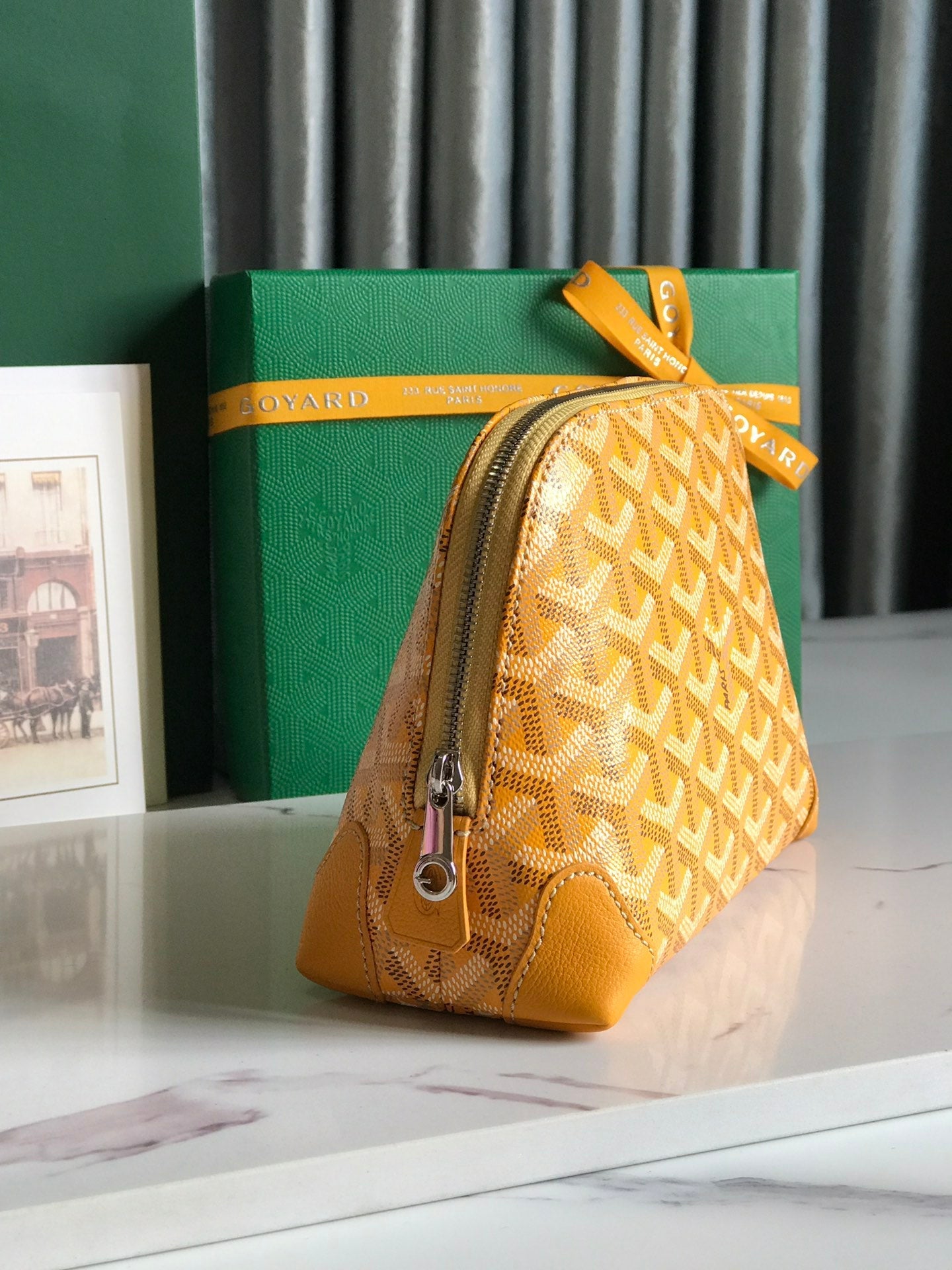 Goyard Vendôme Cosmetic Pouch 17 Cm Yellow Goyardine Canvas And Calfskin Trim