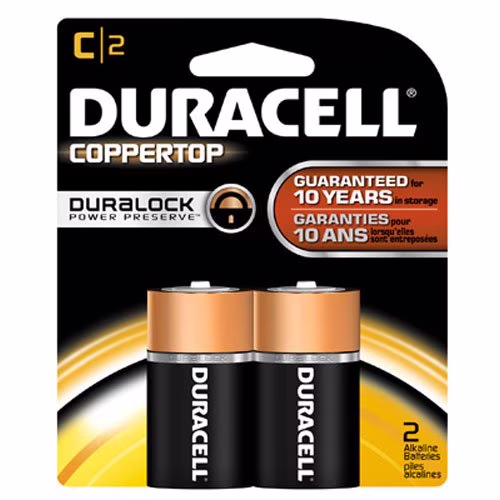 Duracell, CopperTop, Alkaline C Batteries (2/Pack), Non Rechargeable
