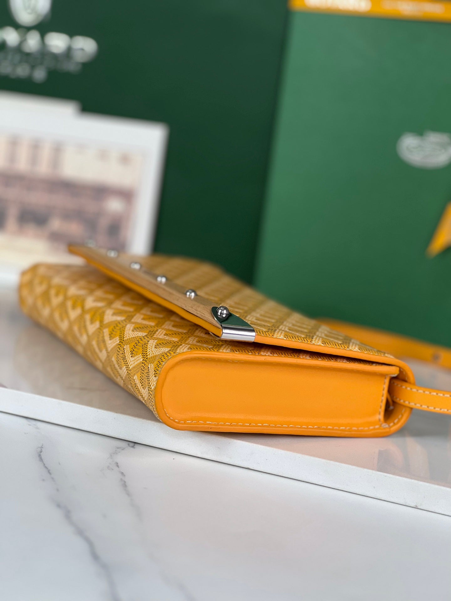 Goyard Monte-Carlo Pm Clutch 25cm Yellow Goyardine Canvas