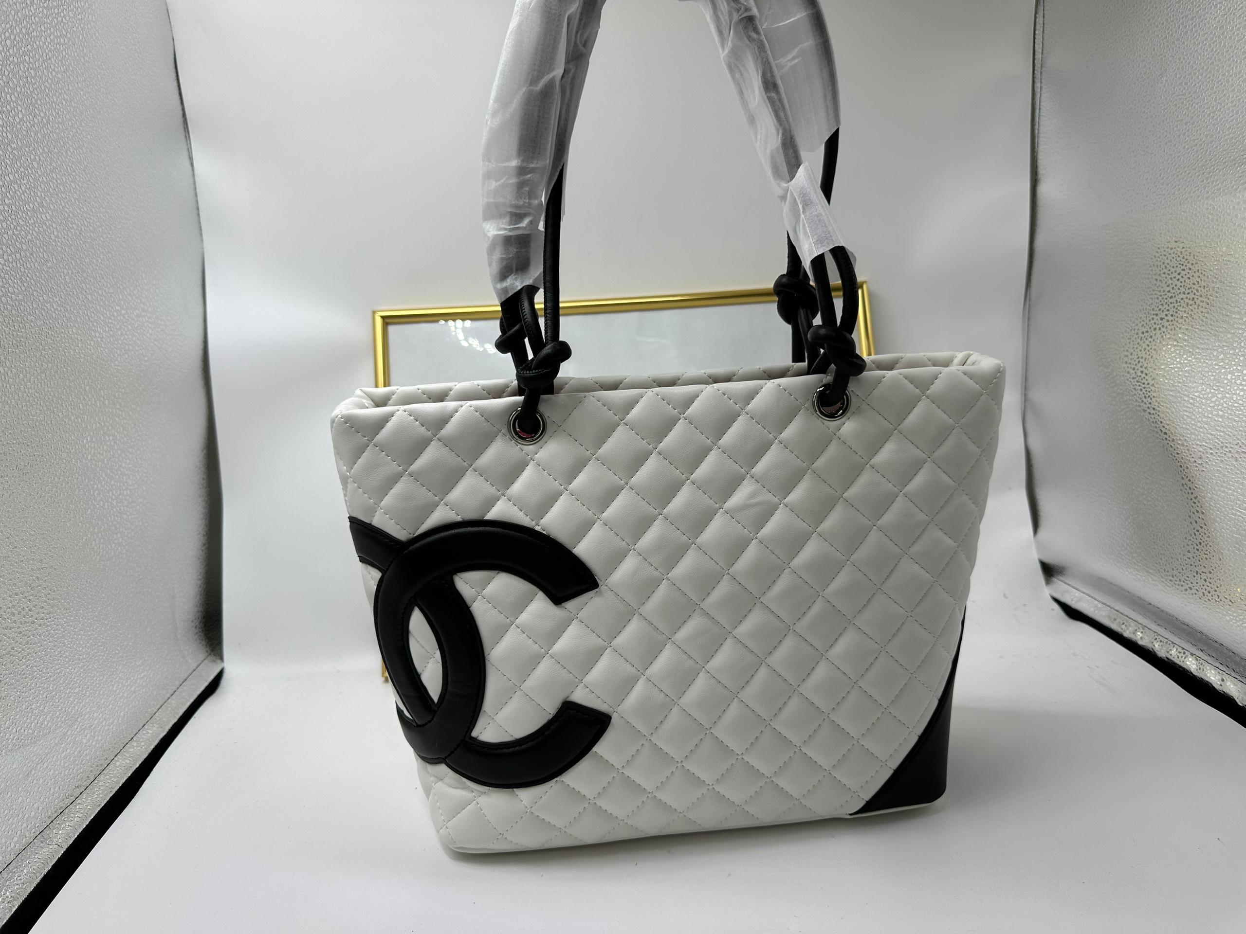 Chanel Calfskin Quilted Large Cambon Tote Black White 41Cm/16in
