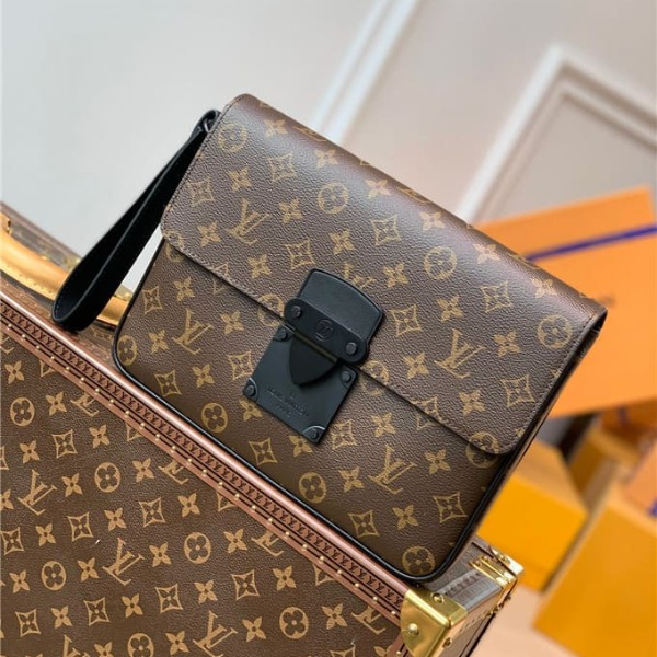Louis Vuitton S Lock A4 Pouch Brown 28Cm M80560