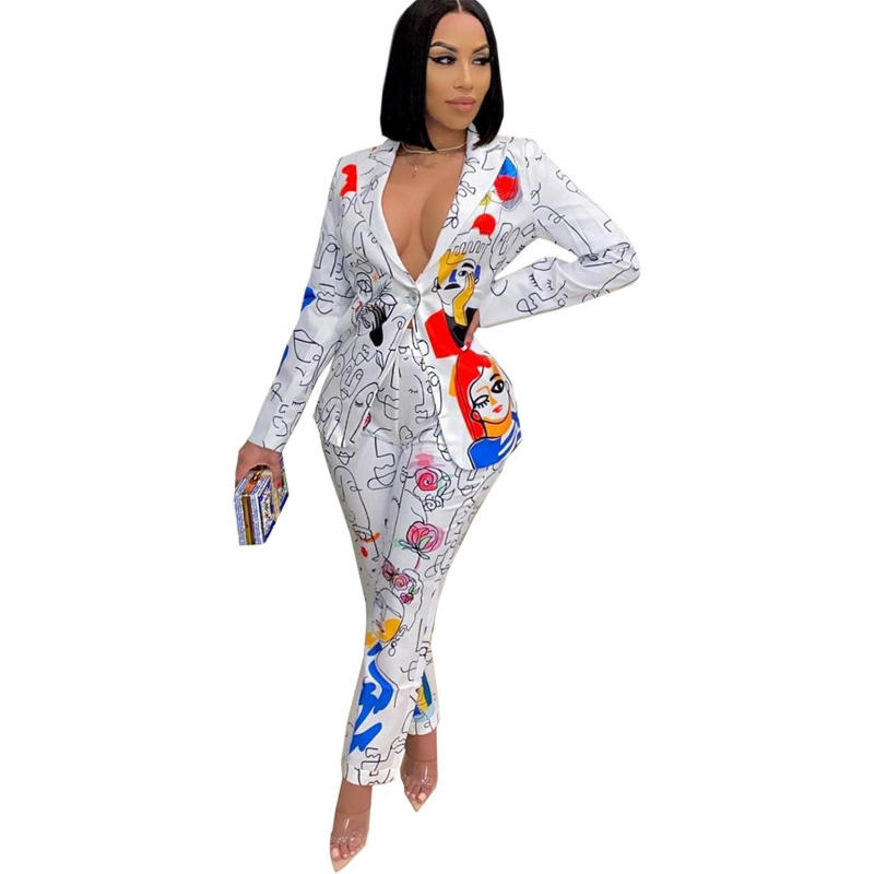 Women's Sexy 2 Pieces Denim Printed Zipper