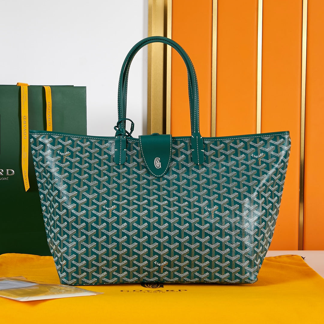 Goyard Saint Louis Pm 34Cm Green Canvas Chevroches Calfskin