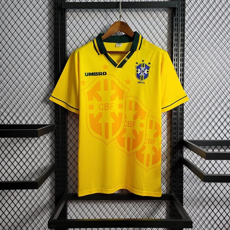 Retro Embroidered Edition 1993-94 Brazil Home Football jersey retro